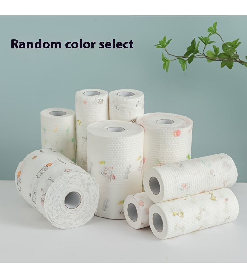 High Efficiency 400 Sheets Disposable Kitchen Paper Towels 100pcs Per Roll Washable Dual Use Wet Dry Household Cleaning Oil Removal Cloth Lazy Cloth Kitchen Paper Towels Cleaning Supplies - Image 1