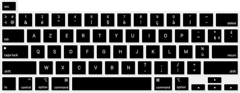 HRH Ultra Thin French Language AZERTY Silicone Keyboard Cover Skin for MacBook Pro 13 inch 2020(Model A2289/A2251/A2338 M1 Chip) and for MacBook Pro 16" 2019 (Model A2141) Accessories - Image 1
