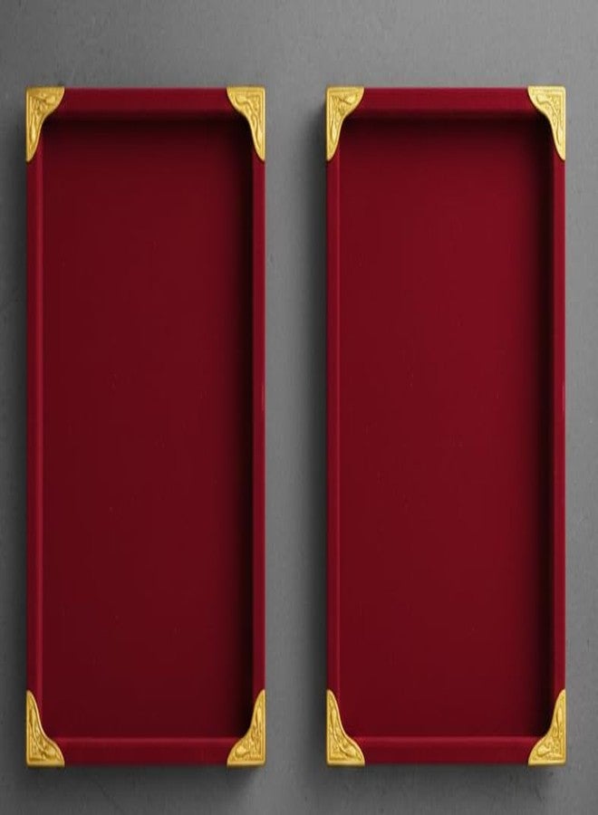 SENTONI Velvet Jewellery Display Tray 14 x 10 Inch | Premium Organizer for Rings, Earrings, Bracelets & Accessories | Elegant Display Tray with Gold Corner Protectors (Maroon) - Image 4