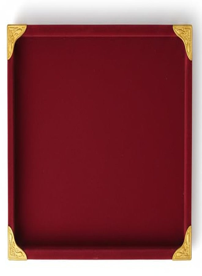 SENTONI Velvet Jewellery Display Tray 14 x 10 Inch | Premium Organizer for Rings, Earrings, Bracelets & Accessories | Elegant Display Tray with Gold Corner Protectors (Maroon) - Image 5