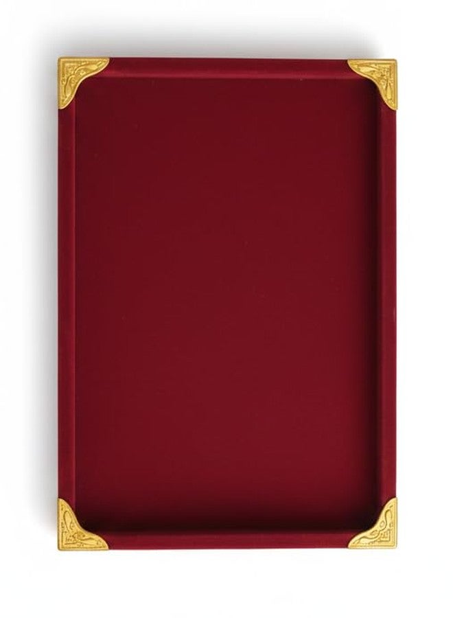 SENTONI Velvet Jewellery Display Tray 14 x 10 Inch | Premium Organizer for Rings, Earrings, Bracelets & Accessories | Elegant Display Tray with Gold Corner Protectors (Maroon) - Image 1