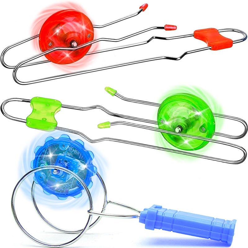 Jishi Stocking Stuffers for Kids Toys Boys 3pcs Light Up Gyro Wheel Toy Birthday Gifts for Men Magic Rail Twirler Magnetic Yoyo Spinner Sensory Fidget Toys for Kids Ages 357 4812 Year Old Boys Adults - Image 2