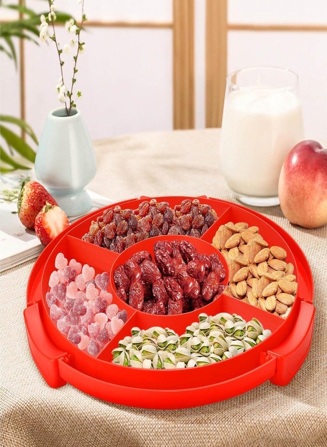 CLAPONE Cake Carrier with Lid and Handle/Cake Containers/Cake Holder for 11 inch/Cake with 3 Handles Cupcake Carrier/Cake Boxes For Packing/Plastic Cover Three Sided Base/Round Storage Carrier/(Red) - Image 3
