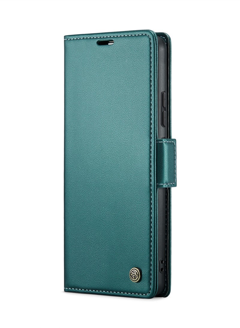 كيس مي جراب موبايل من الجلد الصناعي الفاخر مقاوم ضد البصمات  023 وحامل للكروت و البطاقات متوافق مع Honor X9B (اخضر) - Image 1