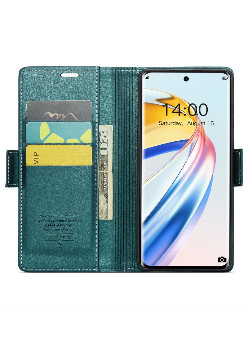 كيس مي جراب موبايل من الجلد الصناعي الفاخر مقاوم ضد البصمات  023 وحامل للكروت و البطاقات متوافق مع Honor X9B (اخضر) - Image 2