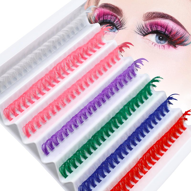 Sibba Colored Lashes Cluster, 14MM Individual False Lashes, Wispy & Curl Eyelashes, DIY Eyelashes Extension at Home, 140Pcs Colorful Cluster Eyelashes - Image 1