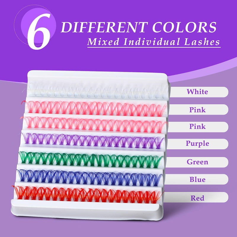 Sibba Colored Lashes Cluster, 14MM Individual False Lashes, Wispy & Curl Eyelashes, DIY Eyelashes Extension at Home, 140Pcs Colorful Cluster Eyelashes - Image 4