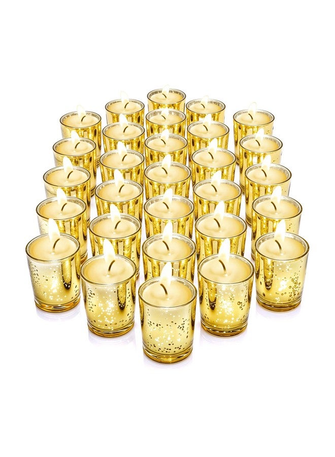 Stock Your Home Stock Your Home Gold Votive Candle Holders Bulk Pack (36 Count), Tea Lights Candle Holder for Table Centerpiece, Christmas, Valentine, and Wedding Votive Candle Holders, Glass Votives Set  - Image 1