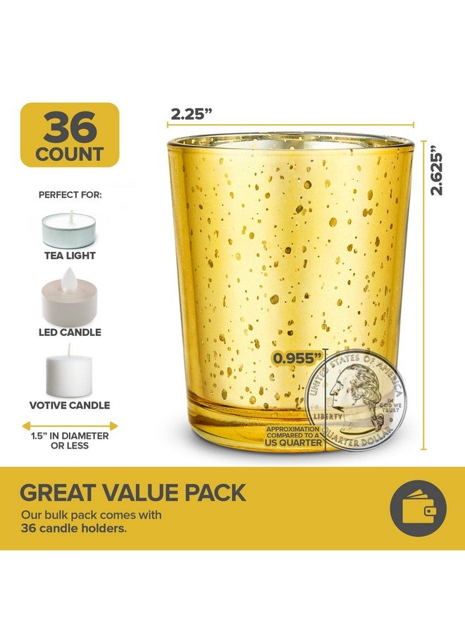 Stock Your Home Stock Your Home Gold Votive Candle Holders Bulk Pack (36 Count), Tea Lights Candle Holder for Table Centerpiece, Christmas, Valentine, and Wedding Votive Candle Holders, Glass Votives Set  - Image 2