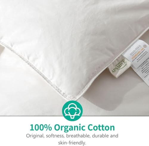 APSMILE King Size Down Feather Fibers Heavyweight Duvet Insert - Thick Comforter with 100% Cotton Cover, Fluffy Fill-Power Winter Bedding for Cold Weather (106 x 90 inches, Ivory White) - Image 4