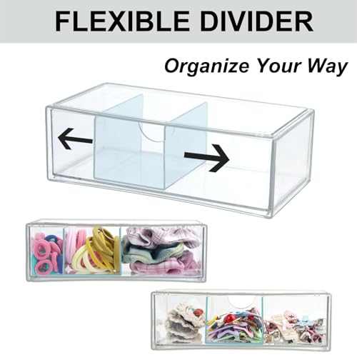 ZEXALOR Set of 2 Stackable Storage Drawers - 7.8" Clear Plastic Drawer Storage, Acrylic Makeup Organizer, Desk Counter Cabinet Office Organizer, Bathroom Organizers and Storage (3 Grid/Set of 2) - Image 3