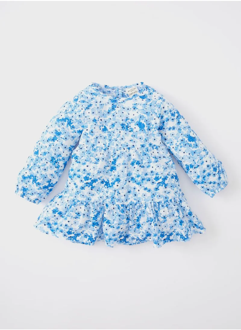 DeFacto Baby Girl Floral Long Sleeve Seersucker Textured D