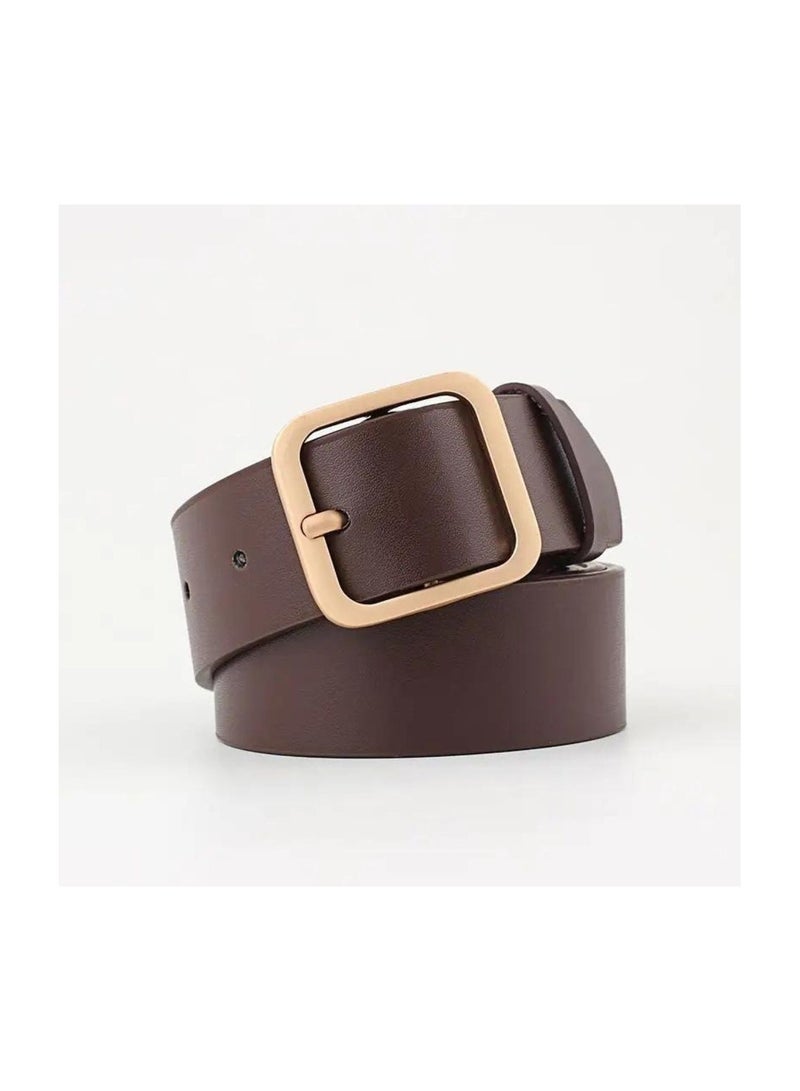Leather Belts for Women Waist Sash Female Waistband Dresses Jeans Belts, Coffee - Image 1