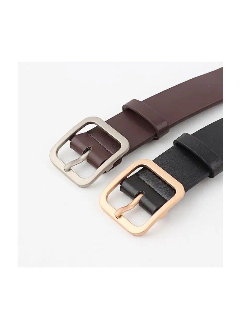 Leather Belts for Women Waist Sash Female Waistband Dresses Jeans Belts, Coffee - Image 2
