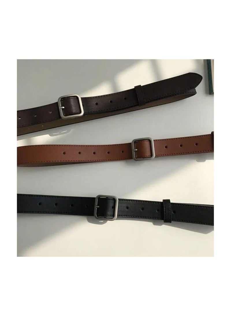 Leather Belts for Women Waist Sash Female Waistband Dresses Jeans Belts, Coffee - Image 3