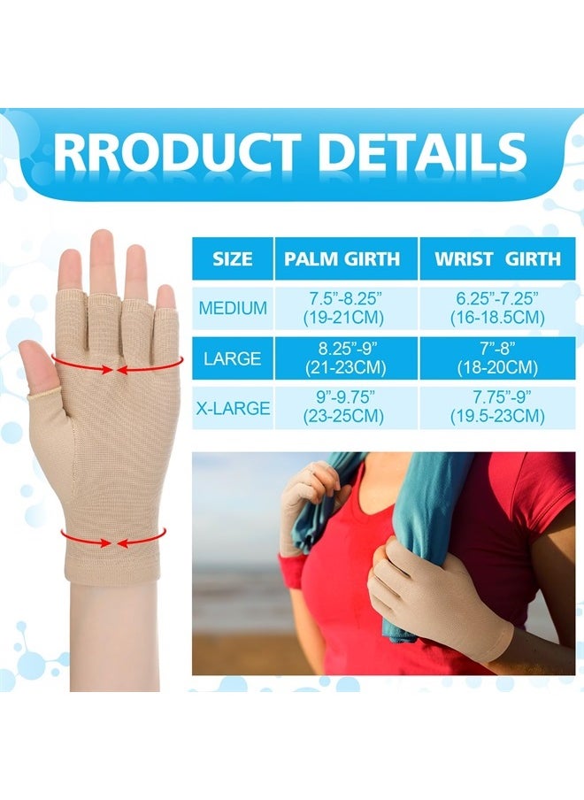 Woanger - 2 Pairs Seamless Lymphedema Compression Gloves 20-30 mmHg Fingerless Compression Gloves (Large) - Image 1