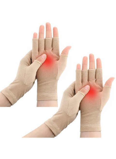 2 Pairs Seamless Lymphedema Compression Gloves 20-30 mmHg Fingerless Compression Gloves (Large)