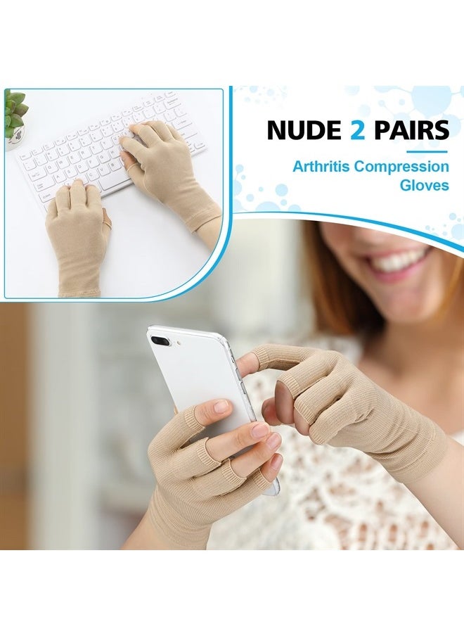 Woanger - 2 Pairs Seamless Lymphedema Compression Gloves 20-30 mmHg Fingerless Compression Gloves (Large) - Image 1
