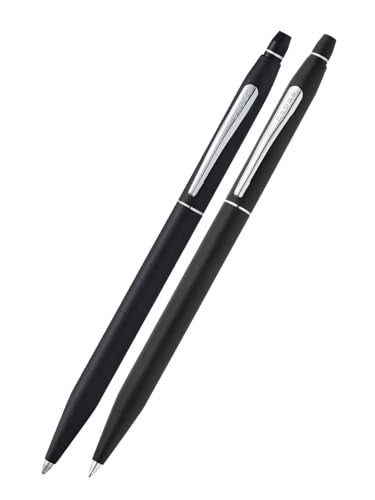 Cross Click Refillable Pen & Pencil Gift Set Presented in a Everyday Gift Box - Medium Point, Black Ink, Black & Chrome - Image 1