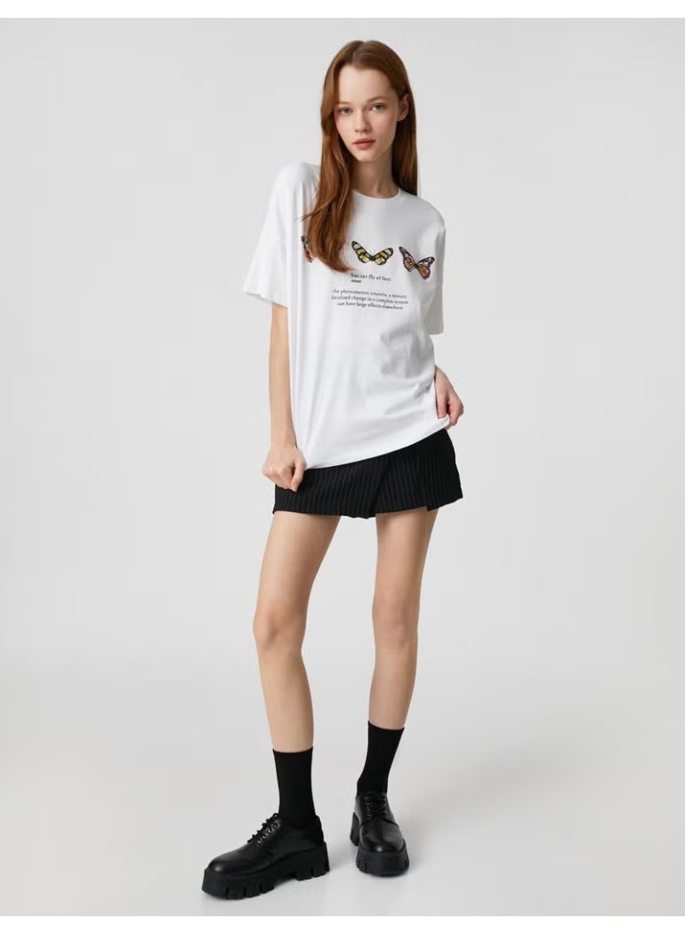 KOTON Slogan Printed T-Shirt Crew Neck Short Sleeve - Image 2