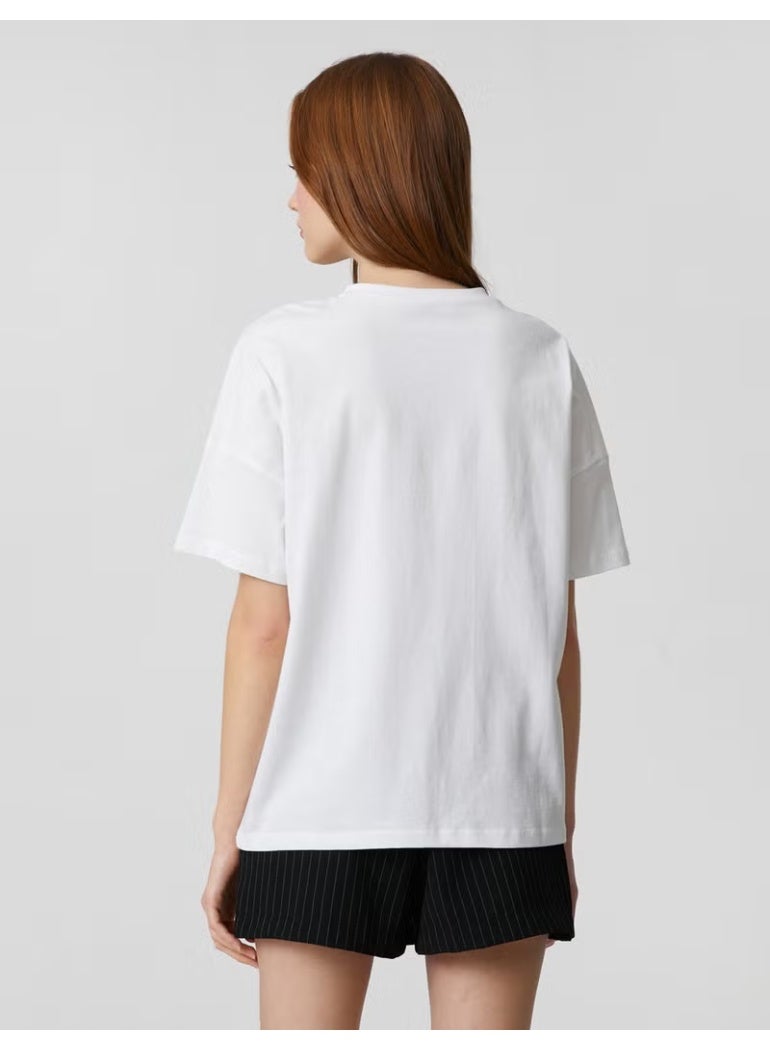 KOTON Slogan Printed T-Shirt Crew Neck Short Sleeve - Image 3