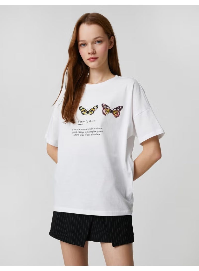 KOTON Slogan Printed T-Shirt Crew Neck Short Sleeve - Image 1