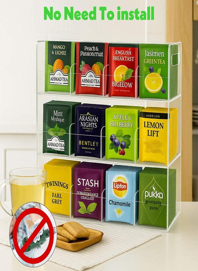 AojSup Acrylic Tea Bag Organizer for 216 Tea Packets, No Assembly Required, Display Holder for Countertop, Vertical Tea Bag Caddy for Cabinet, Tea bar Accessories, Teabags Storage Containers - Image 5