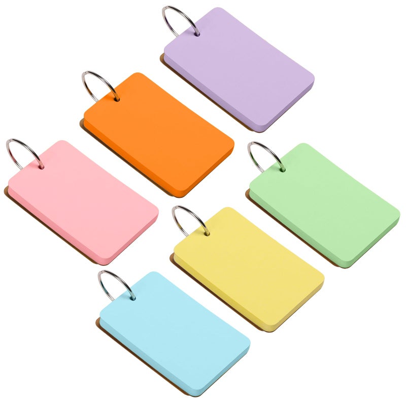 Goefun 300Pcs 6 Color Index Cards with Ring 2.2x3.5, Blank Flashcards - Image 1