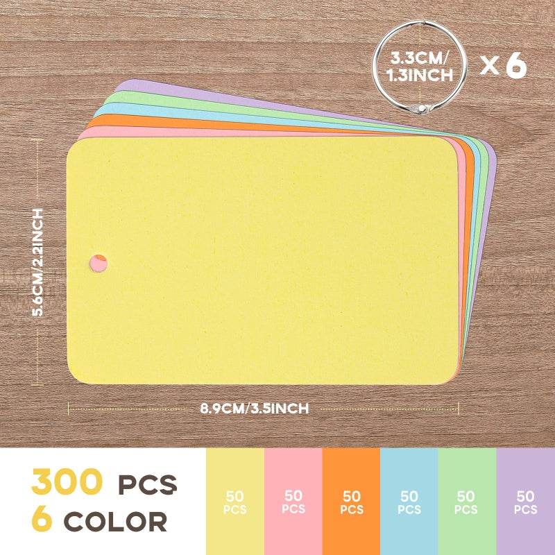 Goefun 300Pcs 6 Color Index Cards with Ring 2.2x3.5, Blank Flashcards - Image 2