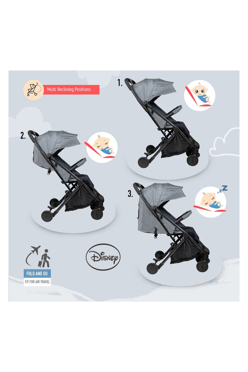 Warner Bros Batman Baby/Kids Travel Stroller 0 36 months, Storage Basket, Detachable Bumper, 5 Point Safety Harness, Compact Foldable Design, Grey - Image 3