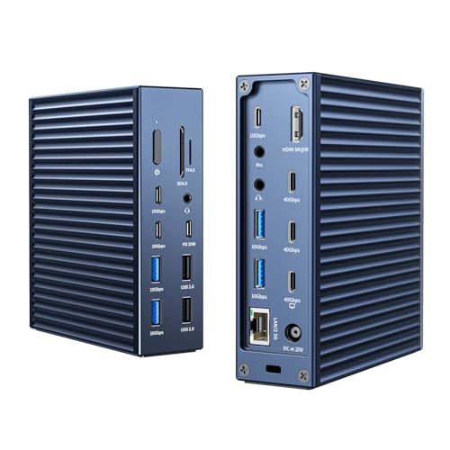 ACASIS Thunderbolt 4 Dock - 21 Ports, 8K60Hz HDMI, 2.5 GbE Ethernet, SD/TF 4.0, 10Gbps USB C/A 3.2 Gen2, 3.5mm Audio, MacBook Docking Station Dual Monitor, 40Gbps Dock for Mac M1/M2/M3 Pro/Max - Image 1