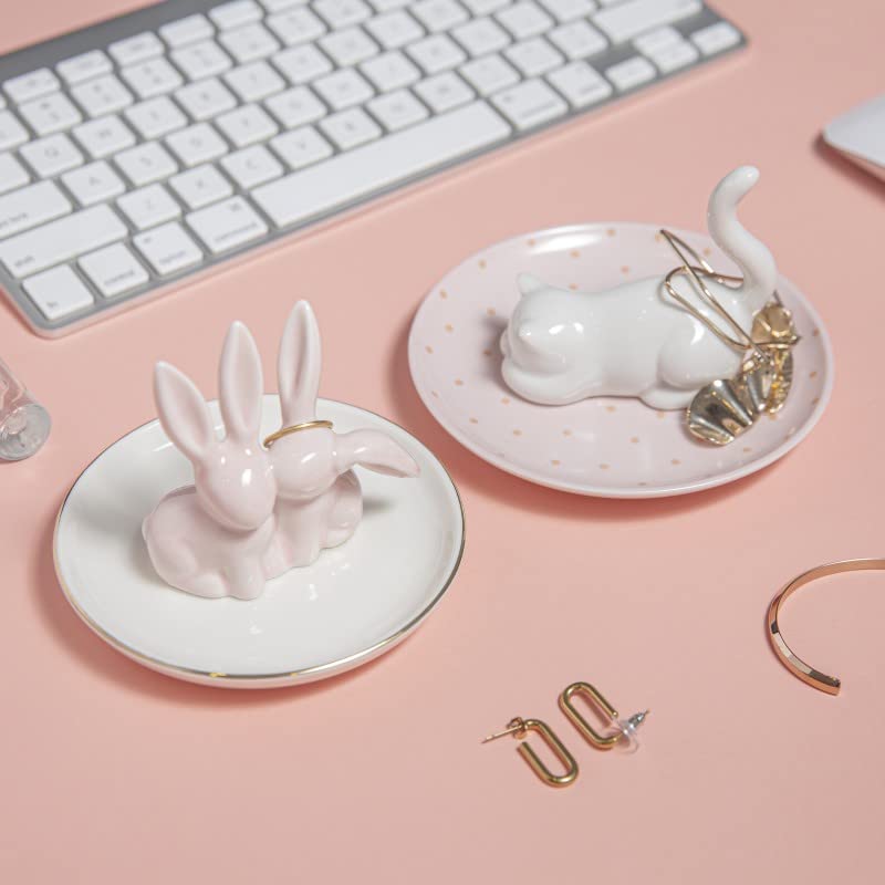 Lynagert Cat Ring Holder Ring Dish Ceramic Jewelry Holder Dish Trinket Tray For Rings Earrings Trinkets Organizer, Funny Cat Themed Gifts for Mom, Birthday Gifts for Women - Image 4