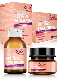 Retinol Cream & Serum Set Anti-Aging Anti-Wrinkle Moisturizer Retinol Face Cream for Face Eyes & Skin Collagen Boosting Face Serum for Dark Spots Skin Moisturizer 30g+30ml