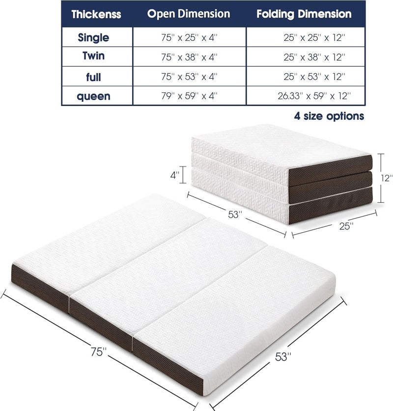 The Home Mart Folding Mattress, 4 Inch Trifold Mattress with Removable Cover, Non-Slip Bottom & Breathable Mesh Sides, Foldable & Portable (Hybrid Foam, Single : 180 x 90 x 10 cm) - Image 3