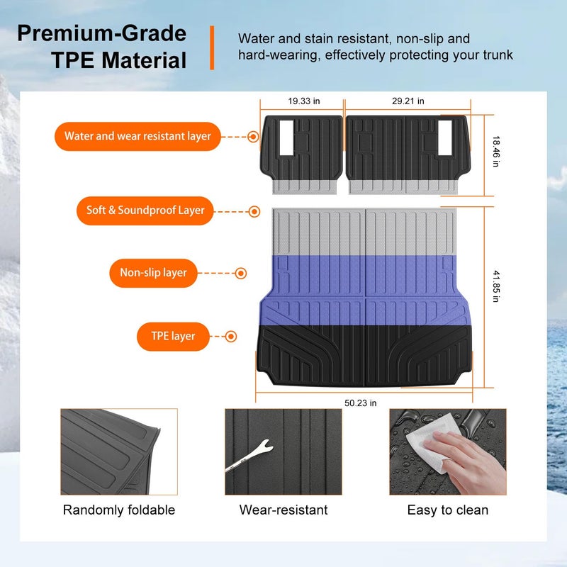 powoq Cargo Mat Compatible with 2024-2026 Toyota Land Cruiser Trunk Mat Lexus GX550 Overtrail Cargo Liner TPE Backrest Trunk Liner Replacement for 2024-2026 Toyota Land Cruiser Accessories - Image 5