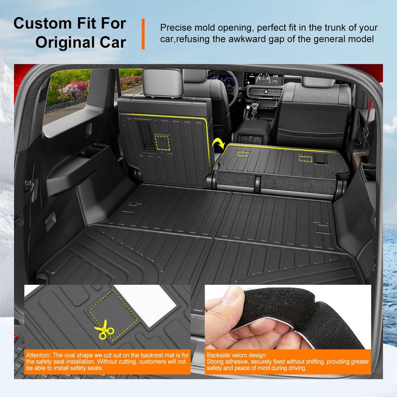 powoq Cargo Mat Compatible with 2024-2026 Toyota Land Cruiser Trunk Mat Lexus GX550 Overtrail Cargo Liner TPE Backrest Trunk Liner Replacement for 2024-2026 Toyota Land Cruiser Accessories - Image 2
