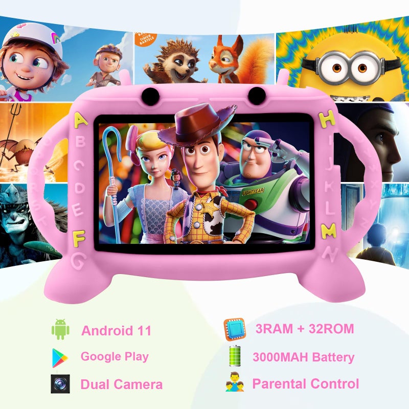 MengDash Kids Tablet, 7 inch Tablet for Kids 2-10, Educational Learning Toddler Tablet Android 11, 3GB RAM+32GB ROM Storage, Google Play YouTube - Image 2