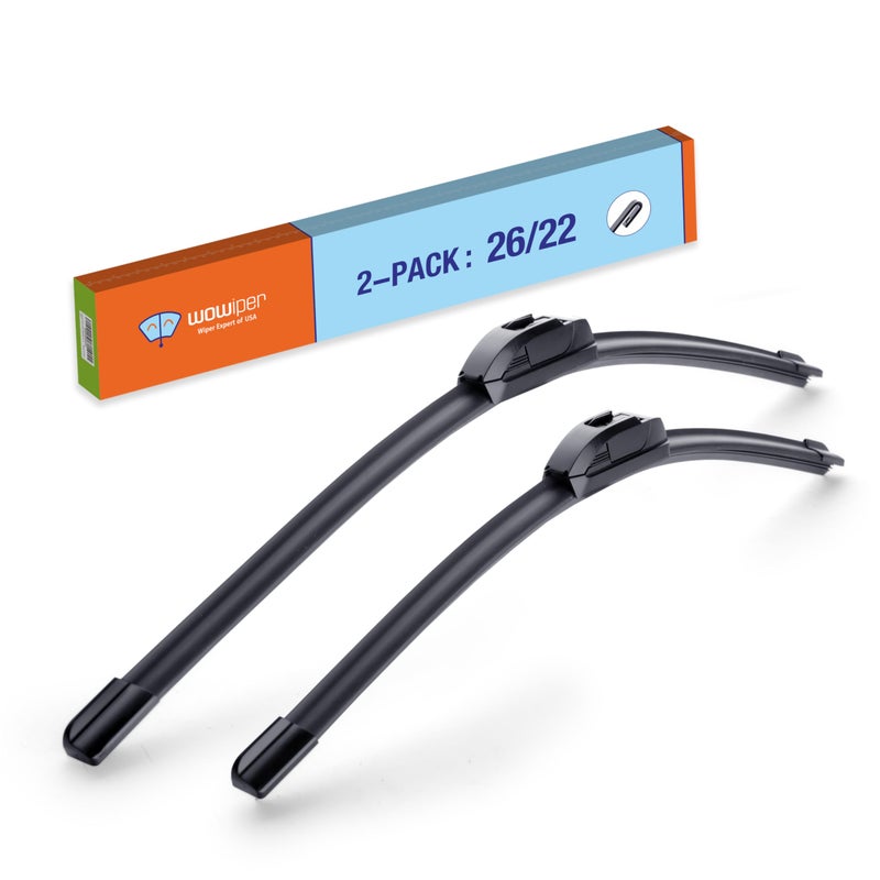 WOWIPER OE Quality Windshield Wiper Blades 26 and 22 inch Set of 2 Metal Base for 300 Replacement for Honda Odyssey 2205 Honda Civic Sedan 1406 Lexus RX330 RX350 RX400H RX450H 1504
