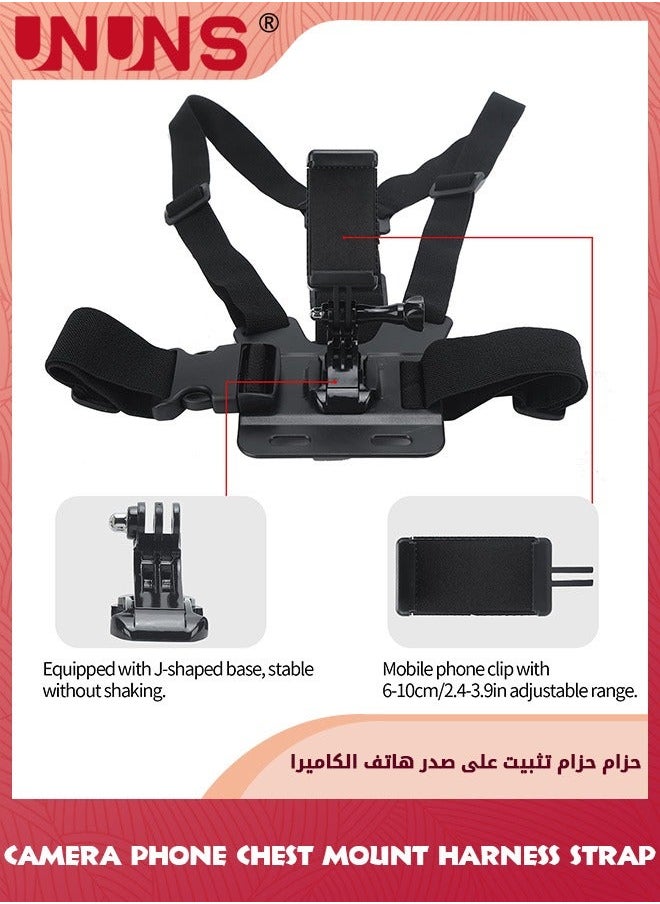 UNUNS Chest Phone Clip Holder,Adjustable Mount Harness For Action Camera/Phones,High Elastic Strap Bracket,J Shaped Base Holder,Stable Holder Outdoor Sports  - Image 2