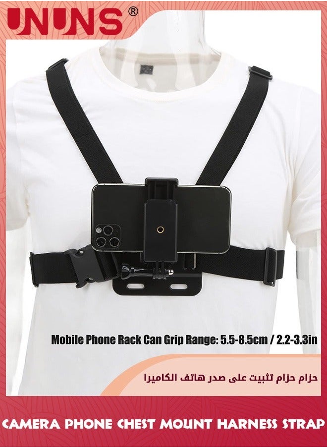 UNUNS Chest Phone Clip Holder,Adjustable Mount Harness For Action Camera/Phones,High Elastic Strap Bracket,J Shaped Base Holder,Stable Holder Outdoor Sports  - Image 3