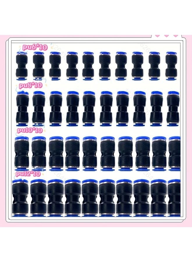 40pcs Plastic Air Hose Quick Connect Fittings For 6 8 10 12mm Tubing Pneumatic Connector Set - Image 1