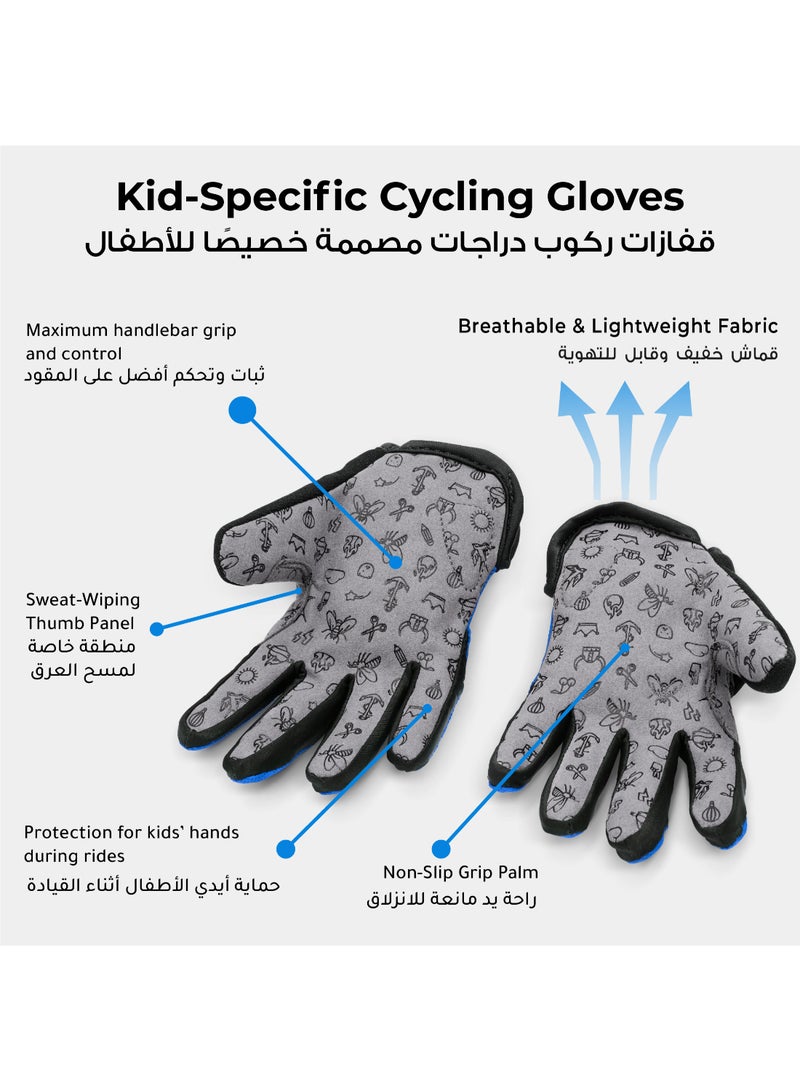 Woom Kids Bike Gloves | Breathable Mesh | Padded Palm Comfort for Grip & Control | Size 7 | Sky Blue - Image 2