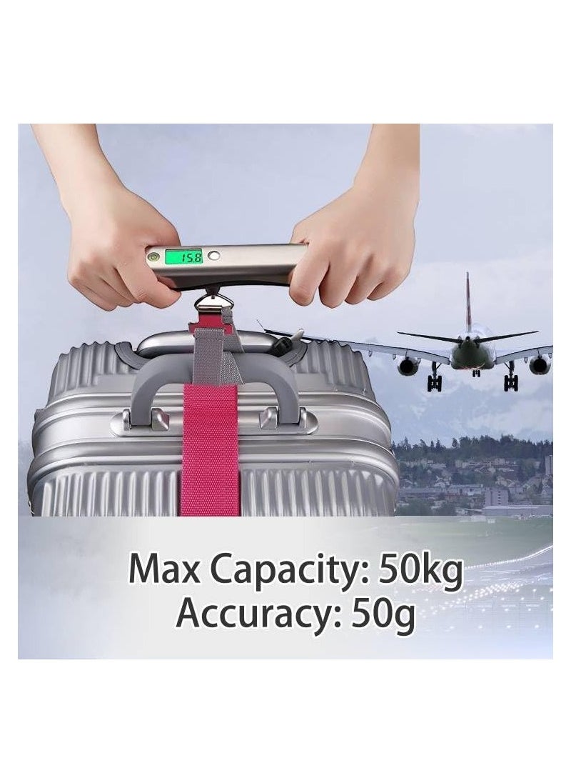 KASTWAVE - Portable Digital Luggage Scale, Hanging Travel Baggage Scale, Lightweight Handheld Suitcase Weight Scale with Backlit LCD Display, 110 Lb Capacity, Silver - Image 1