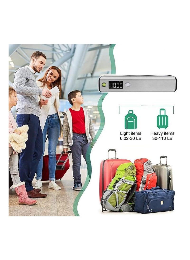 KASTWAVE - Portable Digital Luggage Scale, Hanging Travel Baggage Scale, Lightweight Handheld Suitcase Weight Scale with Backlit LCD Display, 110 Lb Capacity, Silver - Image 1