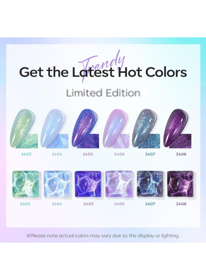 modelones Chameleon Gel Nail Polish Set- 6 Colors Fall Winter Aurora Shimmer Glitter Gel Polish Kit Blue Green Purple Nail Gel Polish Soak Off LED Nail Lamp Nail Art Gel Kit DIY Salon Gift for Women - Image 2