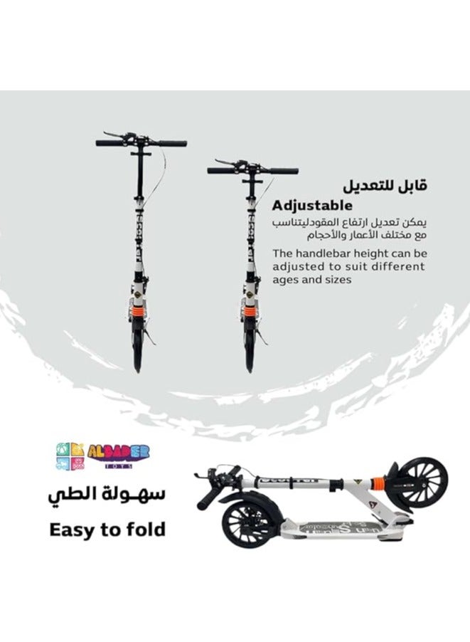 البدر سكوتر يدوي من البدر، سكوتر بعجلات كبيرة 200 ملم للبالغين مع فرامل قرصية، سكوتر للبالغين مع حزام حمل وامتصاص مزدوج للصدمات، سكوتر قابل للطي، سكوتر المنيوم لعمر 5 سنوات فما فوق - Image 2
