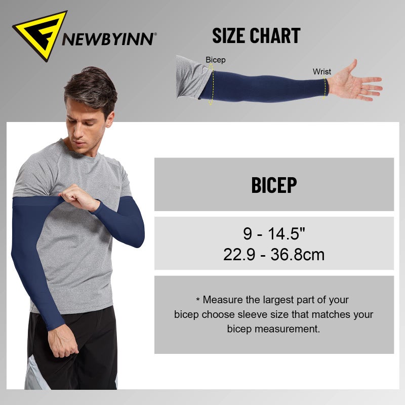 Newbyinn UV Sun Protection Arm Sleeves for Men Women Youth, Cooling Sleeve to Cover Arm Tattoo, Mid-Compression Arm Cover - Image 2