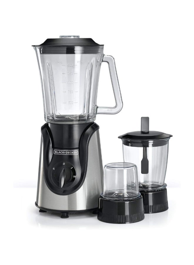 BLACK+DECKER Glass Blender with Grinder and Mincer Chopper 1.5 L 600 W BX600G-B5 Silver and Black - Image 2
