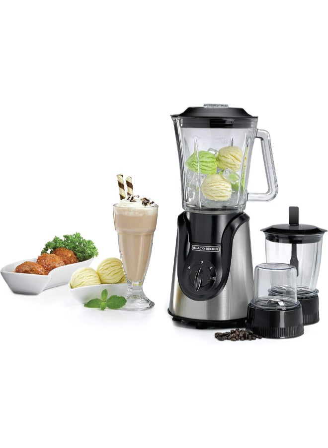 BLACK+DECKER Glass Blender with Grinder and Mincer Chopper 1.5 L 600 W BX600G-B5 Silver and Black - Image 3