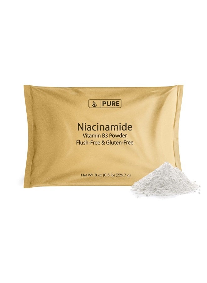 PURE ORIGINAL INGREDIENTS مسحوق النياسيناميد (8 أونصات) فيتامين ب3 خالي من الاحمرار، مكمل غذائي - Image 1